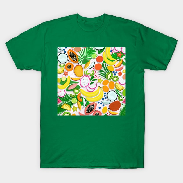 Fresh Fruits and Palms / Colorful Foods and Leaves T-Shirt by matise